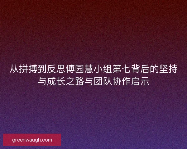 从拼搏到反思傅园慧小组第七背后的坚持与成长之路与团队协作启示